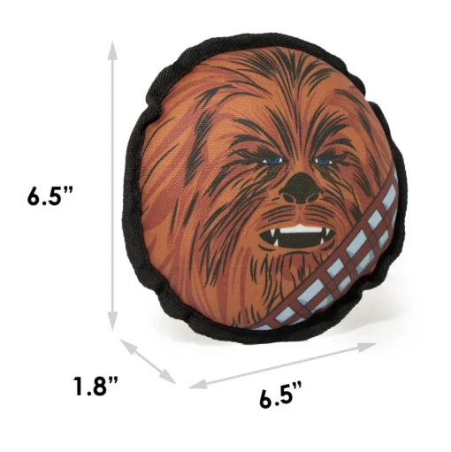 Dog Toy Ballistic Squeaker - Round Star Wars Chewbacca Face CLOSE-UP Brown
