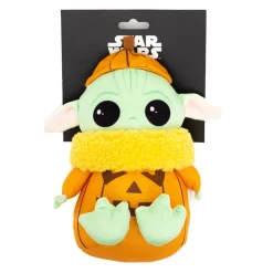 Dog Toy Squeaker Plush - Star Wars Halloween Grogu Pumpkin Sitting Pose