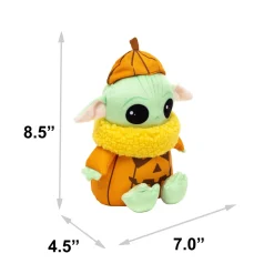 Dog Toy Squeaker Plush - Star Wars Halloween Grogu Pumpkin Sitting Pose