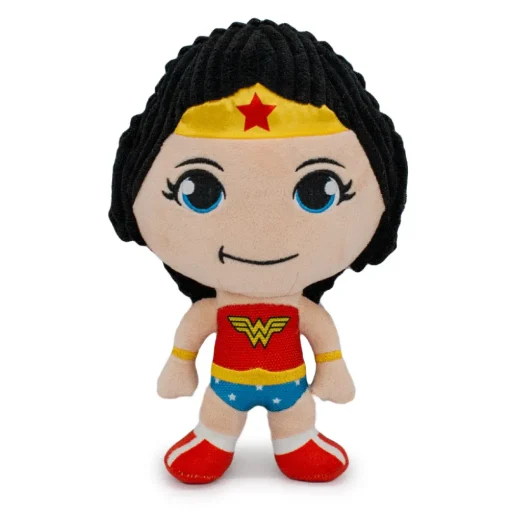 Dog Toy Squeaker Plush - Wonder Woman Full Body Standing Pose with Corduroy Hair
