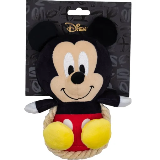 Dog Toy Squeaker Plush with Rope - Disney Mickey Mouse Chibi Sitting Pose