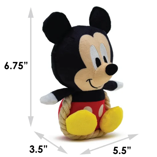 Dog Toy Squeaker Plush with Rope - Disney Mickey Mouse Chibi Sitting Pose