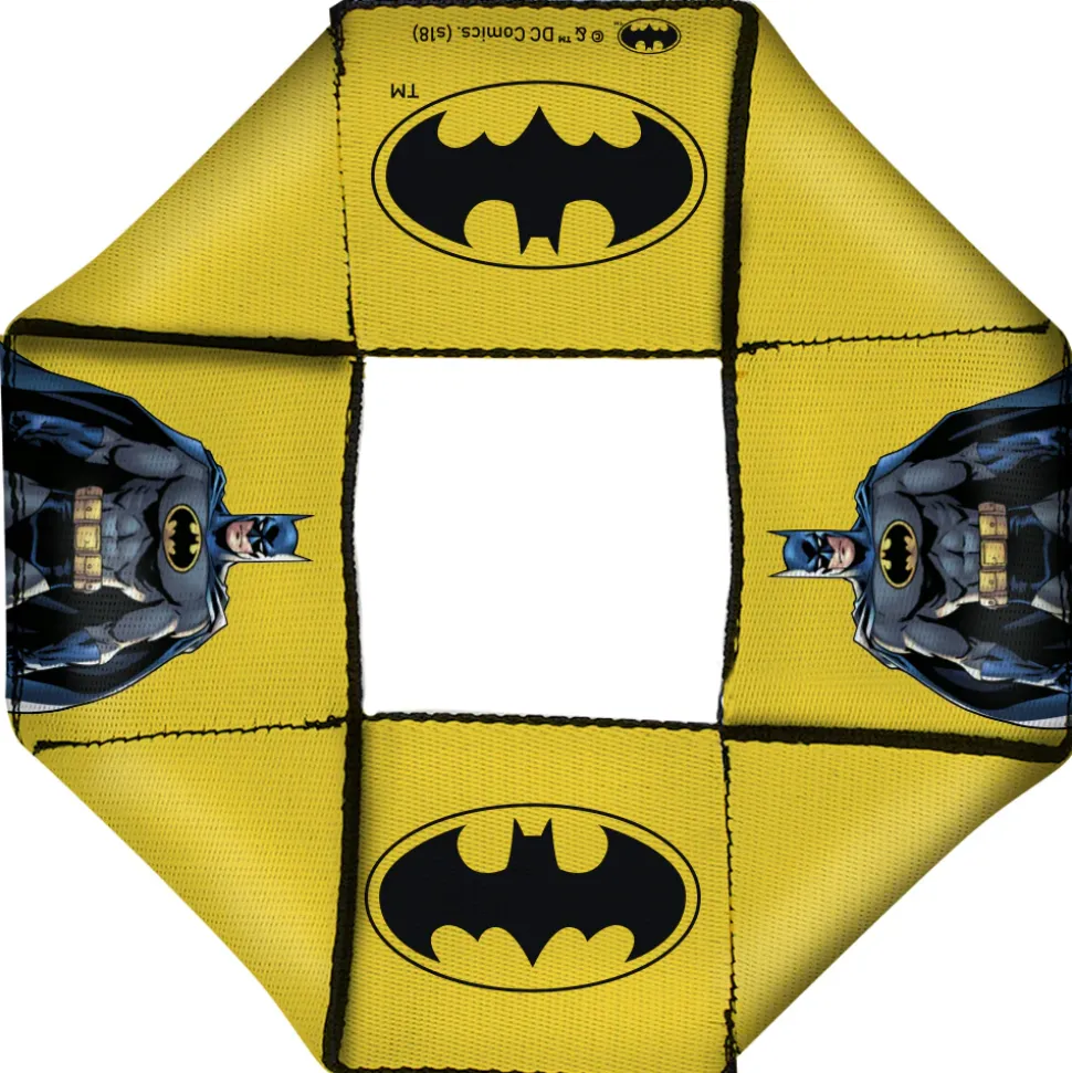 Dog Toy Squeaky Octagon Flyer - Batman JL Rebirth Pose Bat Icon Yellow