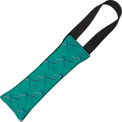Dog Toy Squeaky Tug Toy - PDX Airport Carpet Old - BLACK Handle Webbing