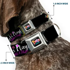 DORA THE EXPORER Logo2 Black/Multi Color Seatbelt Buckle Collar - Dora & Boots Pose/Floral LET'S PLAY!/VAMOS A JUGAR! Black/White/Multi Color
