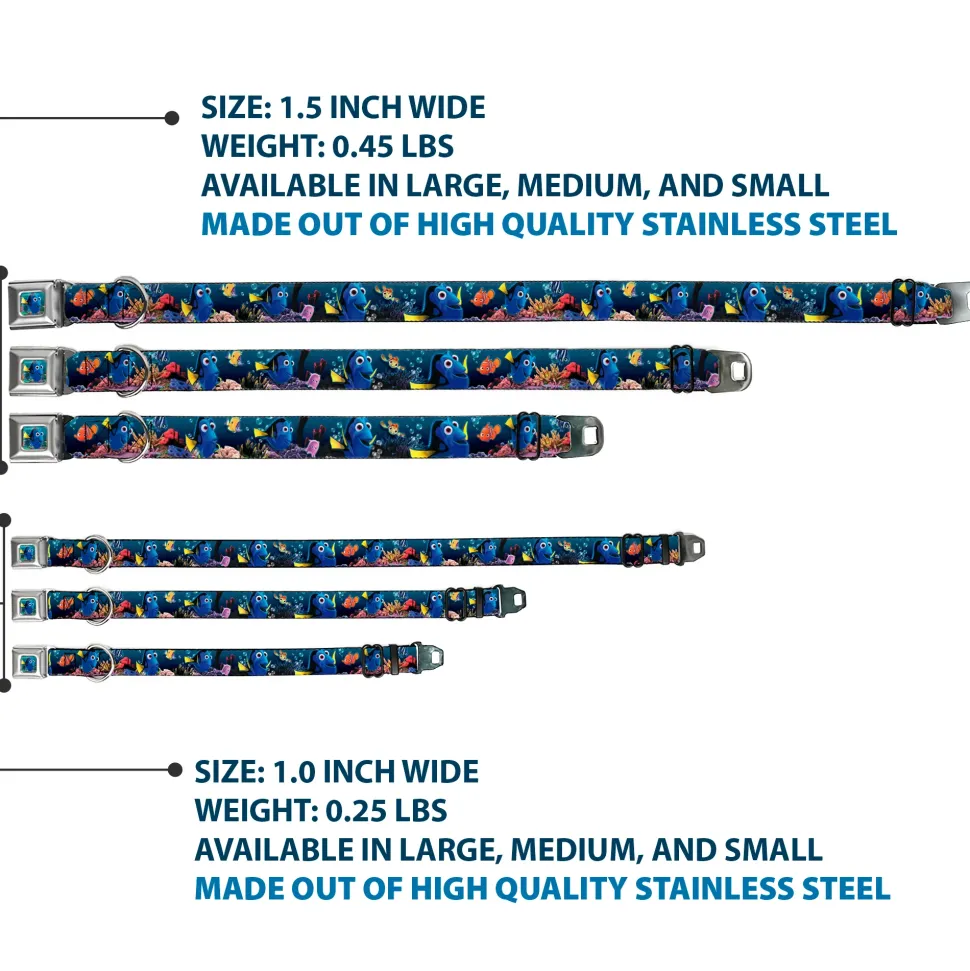 Dory Pose Full Color Seatbelt Buckle Collar - Dory Poses & Friends Under the Sea