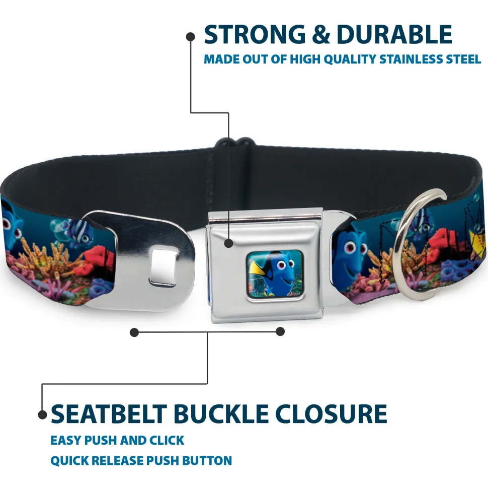 Dory Pose Full Color Seatbelt Buckle Collar - Dory Poses & Friends Under the Sea