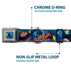 Dory Pose Full Color Seatbelt Buckle Collar - Dory Poses & Friends Under the Sea