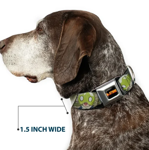 DR. STONE Title Logo Full Color Black/Orange Seatbelt Buckle Collar - DR. STONE Title Logo and Suika Pose Blocks