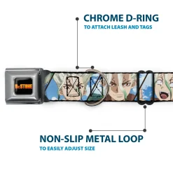 DR. STONE Title Logo Full Color Black/Orange Seatbelt Buckle Collar - Dr. Stone Senku Ishigami Expression Blocks Blues