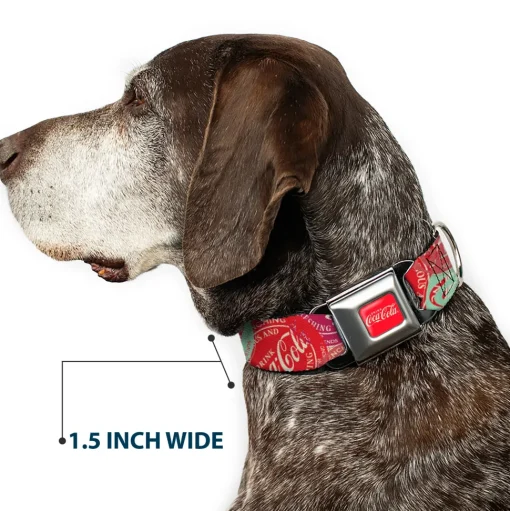 DRINK COCA-COLA Logo Full Color Red/White Seatbelt Buckle Collar - DRINK COCA-COLA Coke Patches Stacked Reds/Multi Color