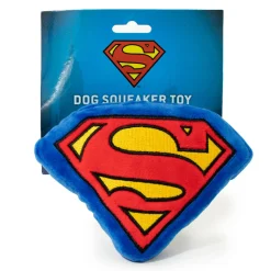 DTPT-SMBB Dog Toy Squeaky Plush - Superman Shield Blue Red Yellow
