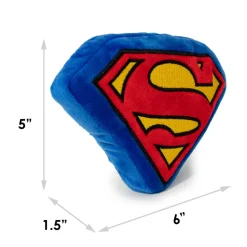 DTPT-SMBB Dog Toy Squeaky Plush - Superman Shield Blue Red Yellow