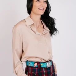 ELF Buddy the Elf Logo Full Color White/Greens/Yellow Seatbelt Belt - Elf Buddy the Elf Poses and Quotes Collage Blue/Green/White Webbing