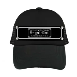 Embellishment Snap Back Hat BLACK - Full Color Strap - CHEVROLET MOTOR COMPANY ROYAL MAIL Badge Black White