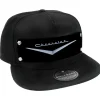 Embellishment Trucker Hat BLACK - Full Color Strap - 1955-57 CHEVROLET V Emblem Black/Silver