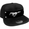 Embellishment Trucker Hat BLACK - Full Color Strap - Mustang Pony Logo Black/White/Black