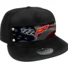 Embellishment Trucker Hat BLACK - Full Color Strap - C6 Emblem Waving American Flag