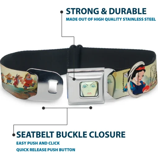 Evil Queen Face CLOSE-UP Full Color Seatbelt Buckle Collar - Snow White/Dwarves/Old Witch/Evil Queen Scenes