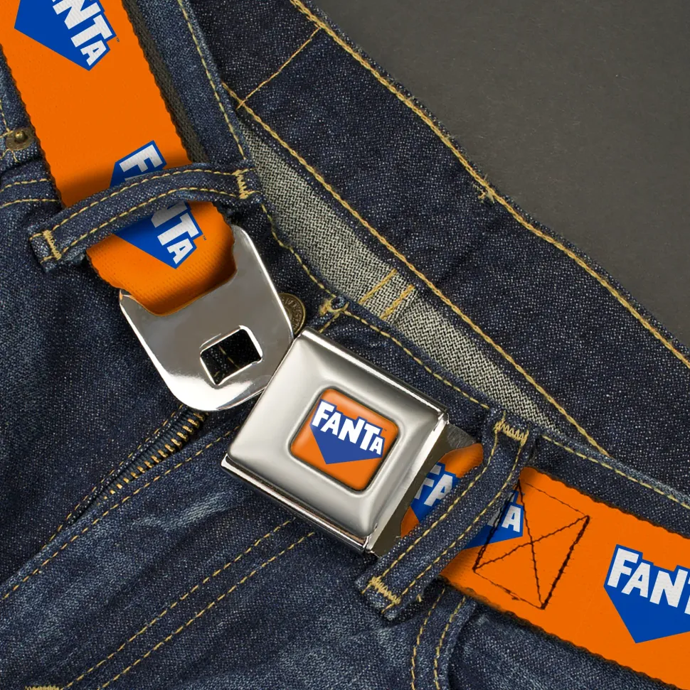 FANTA Logo Full Color Orange/Blue/White Seatbelt Belt - FANTA Logo Orange/Blue/White Webbing