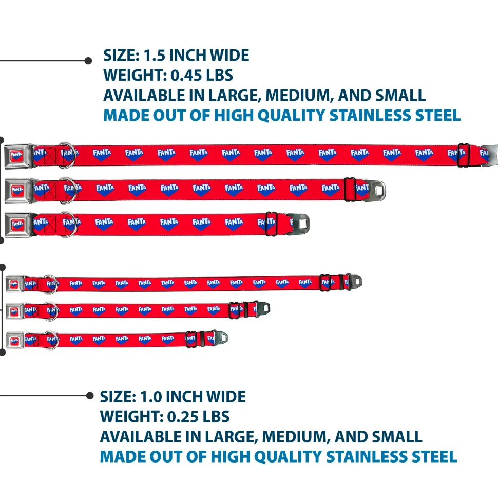 FANTA Logo Full Color Strawberry Red/Blue/White Seatbelt Buckle Collar - FANTA Logo Strawberry Red/Blue/White