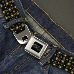 FANTASTIC BEASTS AND WHERE TO FIND THEM Logo Full Color Black/Silver Fade Seatbelt Belt - Fantastic Beasts and Where to Find Them Icons2 Pattern Black/Golds Webbing