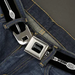 FANTASTIC BEASTS THE CRIMES OF GRINDEWALD Logo Full Color Black/White Seatbelt Belt - Fantastic Beasts The Crimes of Grindelwald Elder Wand Black/White Webbing