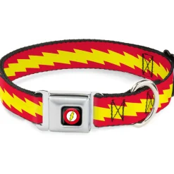 Flash Logo Black Seatbelt Buckle Collar - The Flash Bolt Stripe Red/Yellow