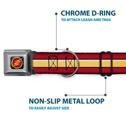 Flash Logo3 Black/Gold/Red Seatbelt Buckle Collar - The Flash Stripe Burgundy/Gold