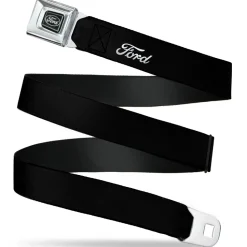 Ford Emblem Seatbelt Belt - FORD Script Single Black/White Webbing