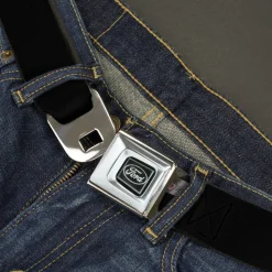 Ford Emblem Seatbelt Belt - FORD Script Single Black/White Webbing