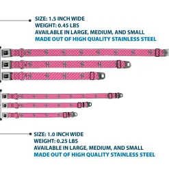 Ford Mustang Emblem Seatbelt Buckle Collar - Ford Mustang w/Bars w/Text PINK LOGO REPEAT