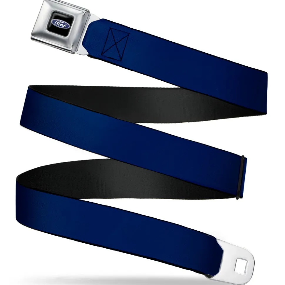 Ford Oval Full Color Black/Blue Seatbelt Belt - Navy Webbing