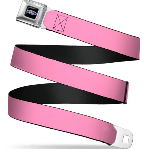 Ford Oval Full Color Black/Blue Seatbelt Belt - Baby Pink Webbing