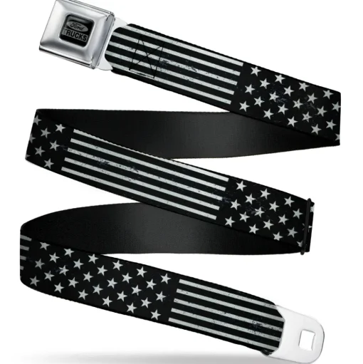 Ford Trucks Seatbelt Belt - Americana Stars & Stripes2 Weathered Black/Gray