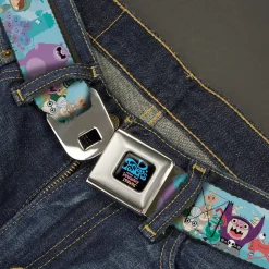 FOSTER'S HOME FOR IMAGINARY FRIENDS Title Logo Black/Multi Color Seatbelt Belt - Foster's Home for Imaginary Friends Group Pose Blues Webbing