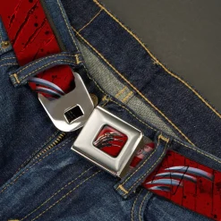 Freddy Krueger Blade Hand Full Color Black/Blood Splatter Seatbelt Belt - A NIGHTMARE ON ELM STREET/Freddy's Hand Scratching Reds/Black/Gray Webbing