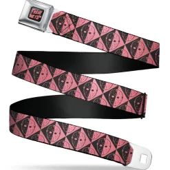 FRIDAY THE 13TH Title Logo Full Color Black/Red Seatbelt Belt - Friday the 13th Jason Mask Diamond Split Black/Red Webbing