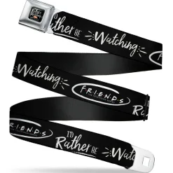 Friends Couch I'D RATHER BE WATCHING FRIEND THE TELEVISION SERIES Full Color Black/White/Multi Color Seatbelt Belt - Friends I'D RATHER BE WATCHING FRIEND THE TELEVISION SERIES Black/White/Multi Color Webbing