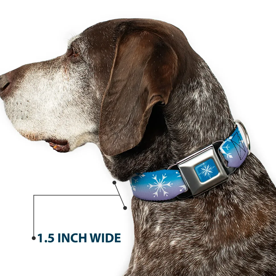 Frozen II Snowflake Full Color Blue/White Seatbelt Buckle Collar - Frozen II Snowflakes Blues/Purples/White