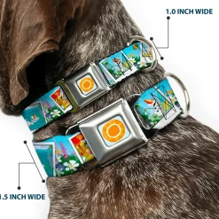 Frozen Sun Full Color Blue/Yellows Seatbelt Buckle Collar - Olaf Summertime Snapshots