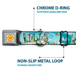 Frozen Sun Full Color Blue/Yellows Seatbelt Buckle Collar - Olaf Summertime Snapshots