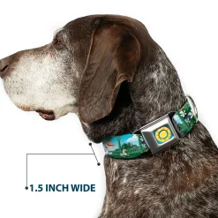 Frozen Sun2 Royal Full Color Blue/Yellows Seatbelt Buckle Collar - Olaf Garden Scenes