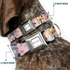 FRUITS BASKET Title Logo Full Color White/Purple Seatbelt Buckle Collar - Fruits Basket Kyo and Yuki Easter Themed Animage Poster Pose Pink