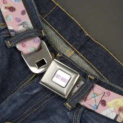 FRUITS BASKET Title Logo Full Color White/Purple Seatbelt Belt - Fruits Basket Kyo and Yuki Easter Themed Animage Poster Pose Pink Webbing