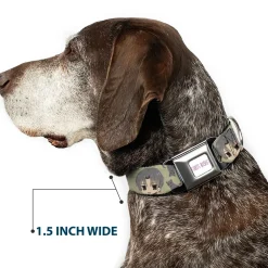 FRUITS BASKET Title Logo Full Color White/Purple Seatbelt Buckle Collar - Fruits Basket Chibi Shigure Soma and Dog Scattered Olive/Gray