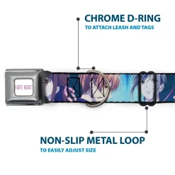 FRUITS BASKET Title Logo Full Color White/Purple Seatbelt Buckle Collar - Fruits Basket Yuki Tohru Kyo Final Season Group Pose Blues
