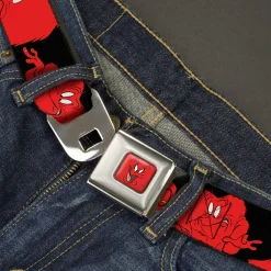 Gossamer Expression CLOSE-UP Full Color Red Seatbelt Belt - Gossamer 6-Poses Black/Red Webbing