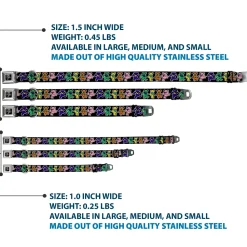 Grateful Dead Bear Seatbelt Buckle Collar - Dancing Bears Black/Multi Color