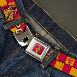 Gryffindor Crest Full Color Red Seatbelt Belt - Gryffindor Crest POTTER 07 Checker Gold/Red Webbing